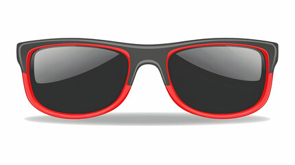 Stylish black and red sunglasses, front view, studio shot, white background