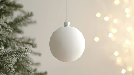 White Round Christmas Ornament Mockup with Copy Space