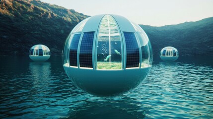 Futuristic Spherical Homes in a Tranquil Lake Environment