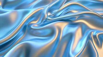 Obraz premium Abstract blue silk fabric texture, elegant waves, soft light, design background