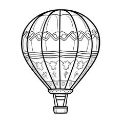 Obraz premium Simple Black and White Hot Air Balloon Coloring Page Drawing