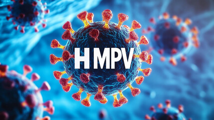 Human metapneumovirus outbreak background with disease and conscious and medical science concept, hmpv is a common respiratory virus similar to COVID-19, hmpv virus floating on background.