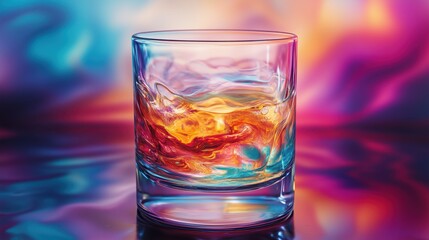 This close-up of a tumbler filled with hot alcohol showcases its vibrant color and steaming allure, capturing the intriguing nature of the drink. 