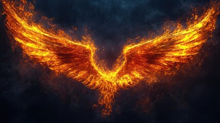 Flamed Wings on a Black Background