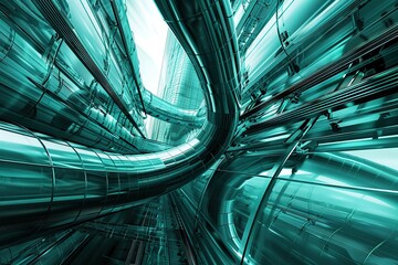 3D rendeturquoise modern conceptual background, perfectly usable for a wide range of topics related to hi tech, mechanical technology, construction or design.