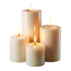 set of pillar candles illuminated with flame
