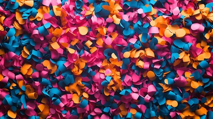 Party streamers and confetti in a vibrant seamless pattern.