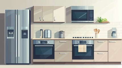 Fototapeta premium Modern Kitchen Interior with Appliances and Minimalist Design