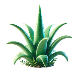 Fototapeta premium Cartoonish 3D Aloe Vera Isolated on Transparent Background