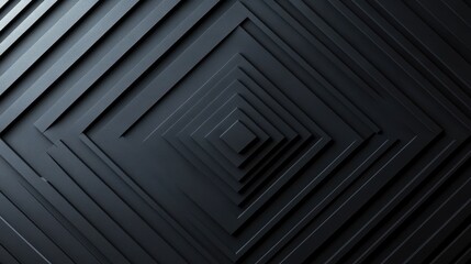 Obraz premium Abstract dark gray geometric background with nested squares and lines creating a 3D effect.