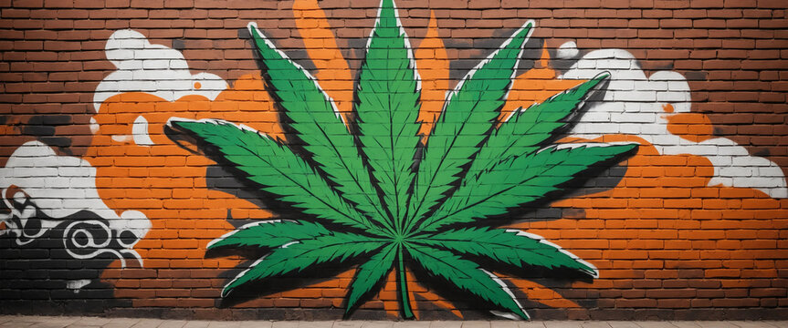 Fototapeta marijuana leaf graffiti background