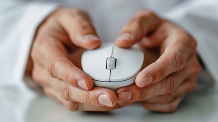 Closeup Shot of Hands Navigating Computer Mouse for Effective Digital Communication