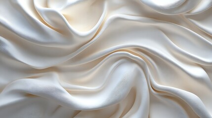 Fototapeta premium Creamy silk fabric texture, draped waves, elegant background, website design