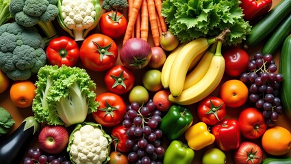 A Colorful Collection Of Fresh Fruits And Vegetables