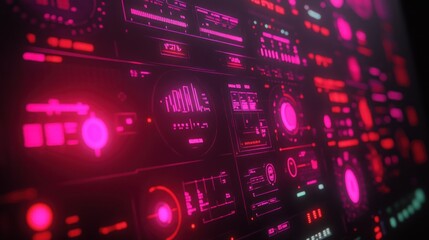 Obraz premium Futuristic Pink and Red Digital Interface