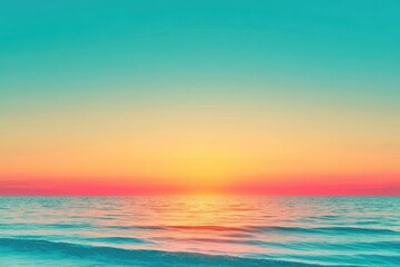 Fototapeta premium Beach sunset with blue and yellow sky gradient. Summer vibes.