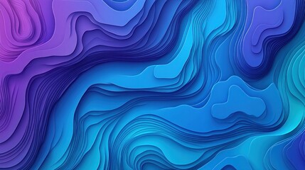 Abstract Blue and Purple Layered Topography Art