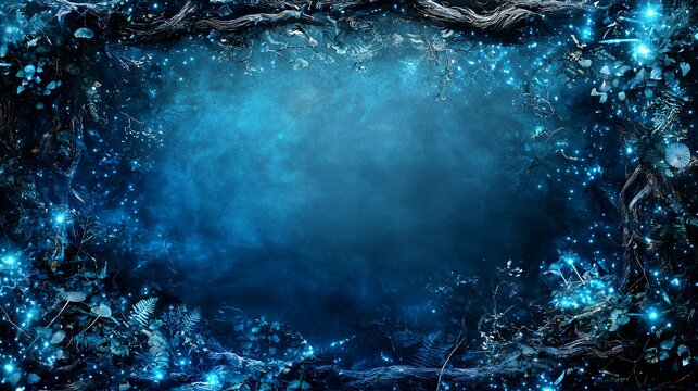 Enchanted Forest: A Mystical Blue Night Scene