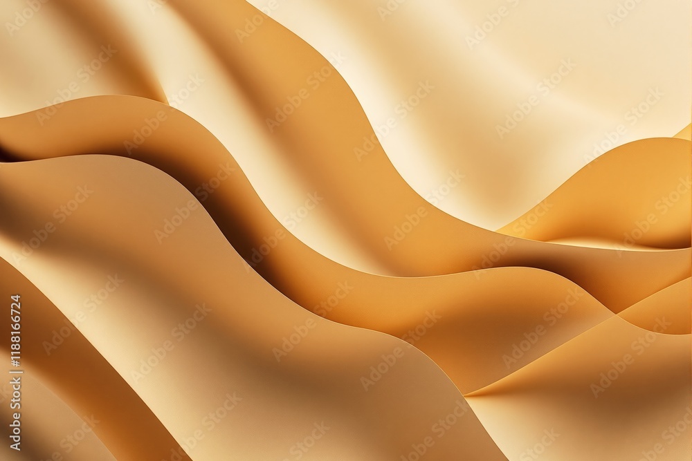 Poster Abstract flowing waves of beige and gold hues creating a smooth and elegant texture. Ai generative.