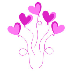 Illustration of Valentine Pink Heart Balloons