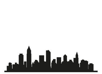 silhouette of a big city with skyscrapers. minimalist silhouette vector graphic on white background.