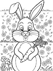 happy easter, easter bunny coloring page. 300dpi printable. vol 1.