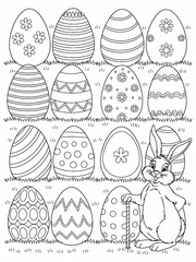 happy easter, easter bunny coloring page. 300dpi printable. vol 1.