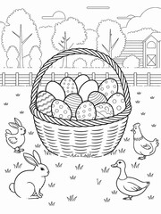 happy easter, easter bunny coloring page. 300dpi printable. vol 1.