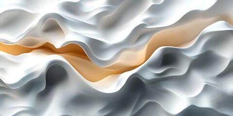 Fototapeta premium Abstract white and gold waves, fluid design, background texture, website banner