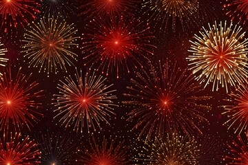 Fototapeta premium Red background of glitter lights and fireworks Generative AI