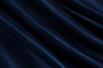 Fototapeta premium Navy blue elegant abstract background. Silk satin fabric with nice folds. Beautiful dark blue background with wavy lines. Copy space.Generative AI