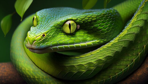 green snake on a branch