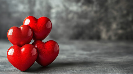 Obraz premium Valentines Day Background with Red Hearts and Romantic Love Theme Banner