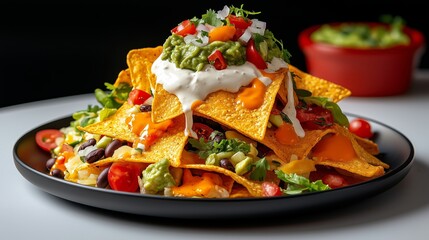 Nachos Mexican Food. A delicious plate of nachos, a favorite Mexican food meal