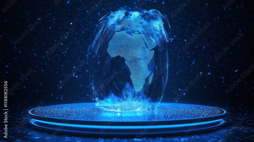 Poster Digital Globe Hologram Displays Global Data Network