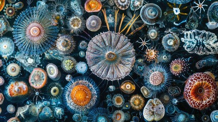 Intricate Underwater World of Colorful Jellyfish and Sea Creatures