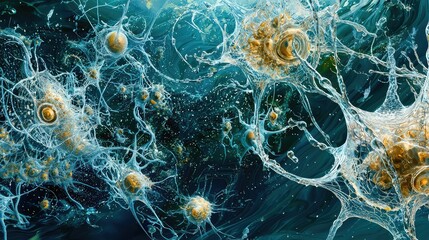 Intricate Network of Neurons and Synapses in Abstract Art Style