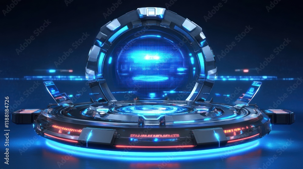 Poster Futuristic Sci Fi Portal Display Platform