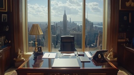 Luxury Office Overlooking Panoramic Cityscape