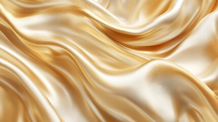 Obraz premium Luxurious golden silk fabric drapes, elegant waves, smooth texture, background for design