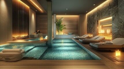 Tranquil Indoor Spa with Serene Pool and Relaxing Atmosphere