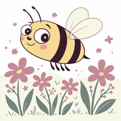 bee and flowers