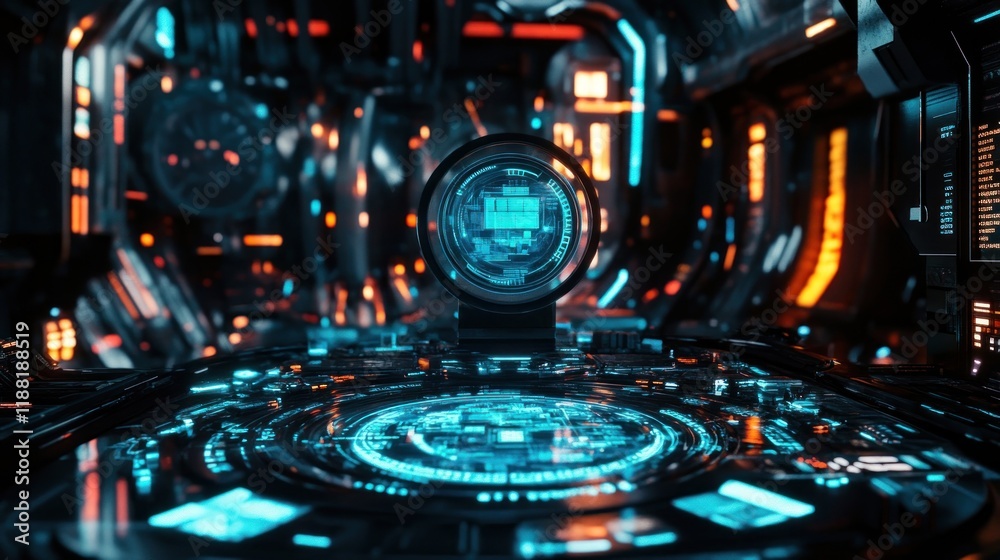 Aufkleber Futuristic Interface Display In A Spaceship Cockpit