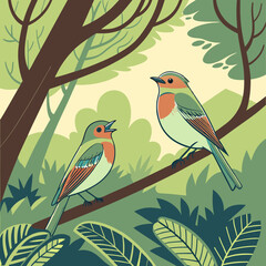 birds on a branch