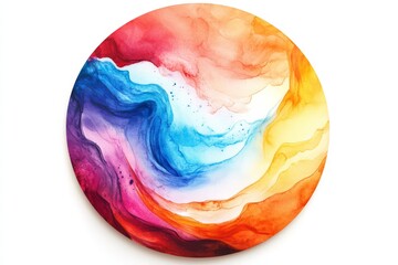 watercolor painting in circle shape,set,coaster,white background