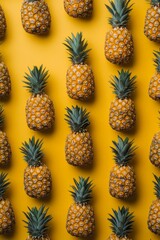 Vibrant pineapple pattern on yellow background.