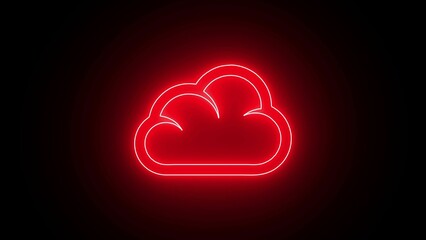  Glowing neon line of cloud computing for download and upload database of business.