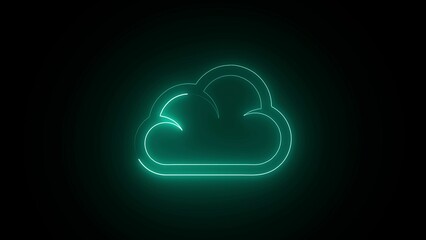  Glowing neon line of cloud computing for download and upload database of business.