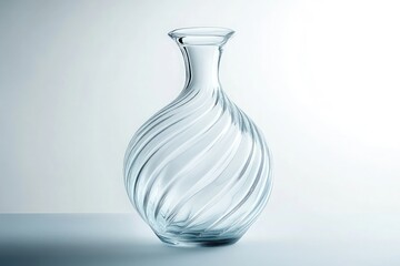 Glass bottle, wide mouth, gourd shape, curved design, spiral texture