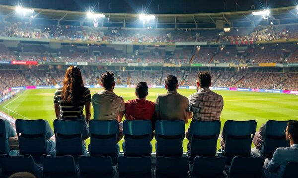 cricket fans watching cricket match in stadium 4k Video